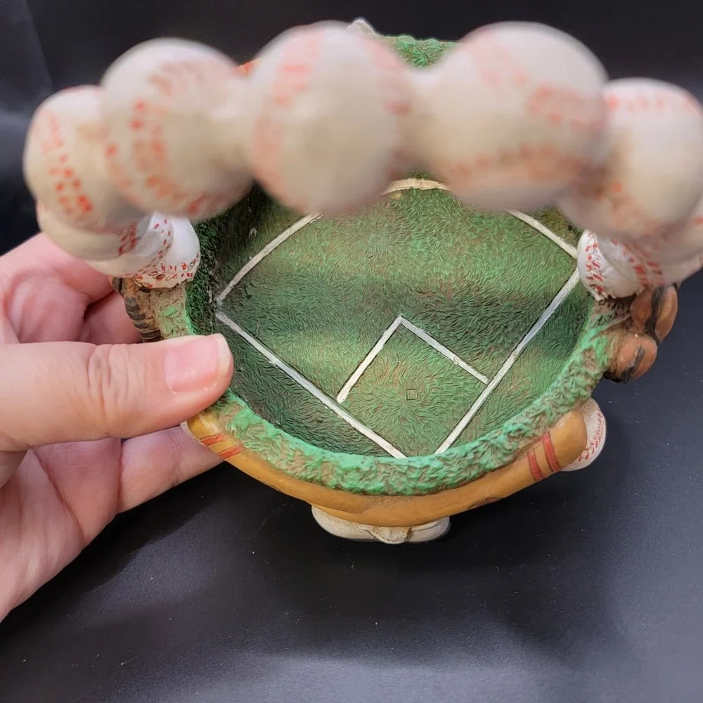 Baseball Bat Shoes and Glove Desktop Resin Trinket Basket with Balls Handle